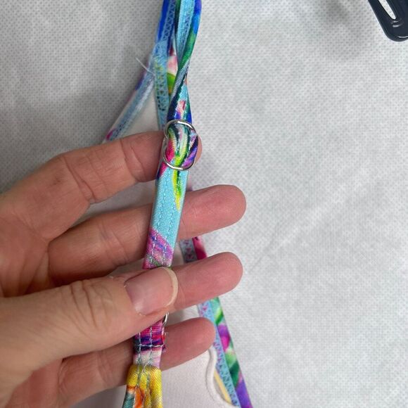 Stylish Swimwear Triangle Top Tie Side Tropical Pattern Deep V Swimsuit Sz LG - Picture 6 of 10